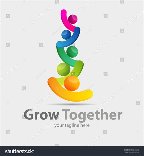 Vector Abstract Grow Together Symbol Logo Stock Vector Royalty Free