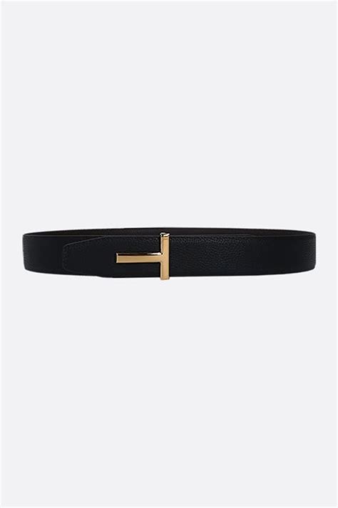 T Icon Grainy Leather Reversible Belt Tom Ford