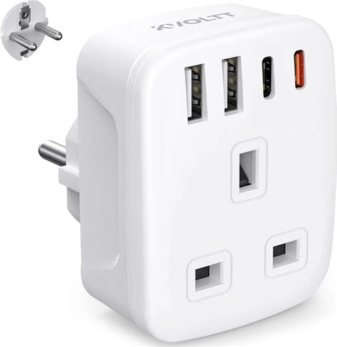 Uk To European Plug Adapter With Usb C Pd W European To Uk Plug