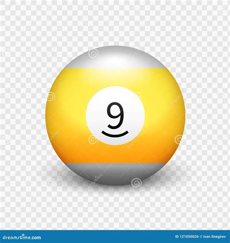 Stock Vector Illustration Yellow Ball For Billiards Isolated On A Transparent Background. Number ...