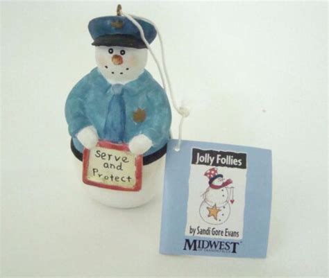 Midwest Cannon Falls Policeman Snowman Ornament Jolly Follies Sandi