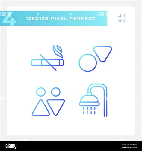 Toilet Signs And Service Pixel Perfect Gradient Linear Vector Icons Set