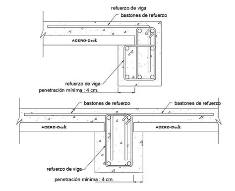 Beam Connection And Steel Deck Details Are Given In This Autocad Drawing