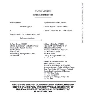 Fillable Online Courts Mi Amicus Brief By Mi County Rd Comm Self Ins