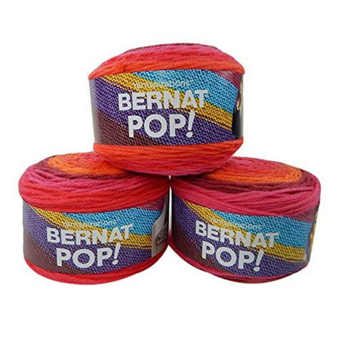 Bernat Pop Worsted Weight Self Striping 3 Pack Acrylic Yarn 5 Ounces