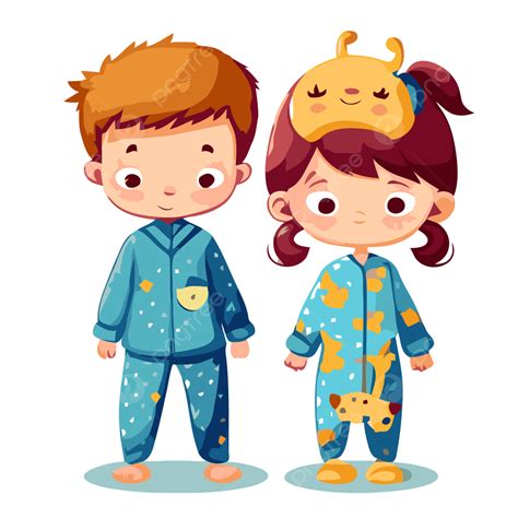 Colocar O Pijama Vetor Png Adesivo Clipart Cartoon De Menino E Menina Vestindo Pijama Adesivo