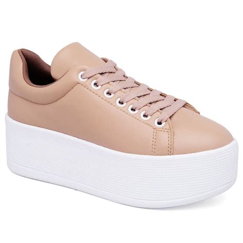 Tenis Feminino Plataforma Nude Sapatenis Tend Ncia Branco Sola Alta Fashion Blogueira Shopee
