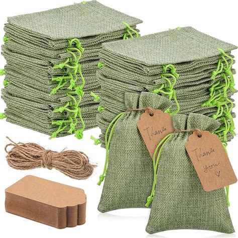 Amazon Woanger 100 Pcs Burlap Gift Bags With 100 Pcs Kraft Paper