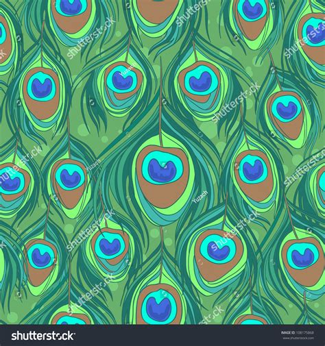 Colorful Peacock Feather Seamless Vector Pattern 108175868 Shutterstock