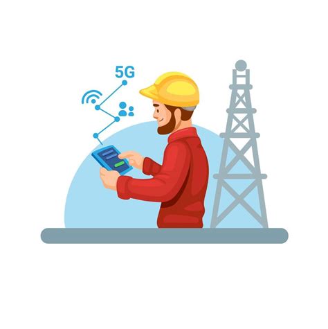 Engineering Technician With Smartphone Technology Illustration Vector