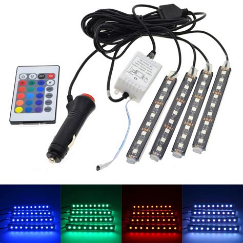 4pcs Car RGB LED Strip Light LED Strip Lights 16 Colors Car Styling ...