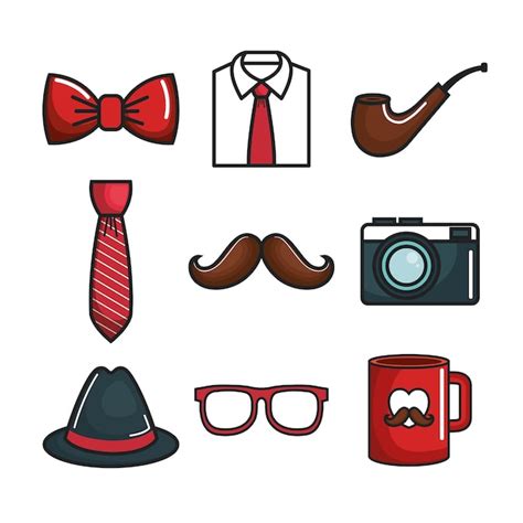 Premium Vector Colorful Objects For Men Set