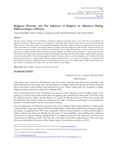 PDF Religious Diversity And The Influence Of Religion On Albanians