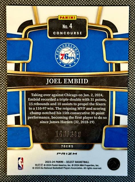 Nba Joel Embiid Select Blue Scope Prizm Hobbies Toys