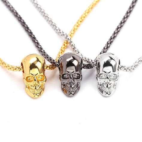 Stainless Steel Skull Skeleton Pendant Necklace Gothic Jewelry For Men Women 24 Ebay