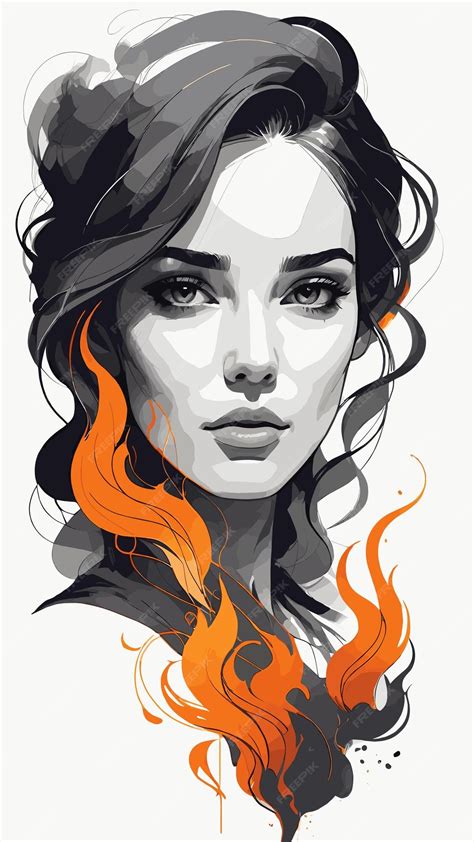 Dessin Dune Belle Fille En Feu Illustration De Femme En Vecteur