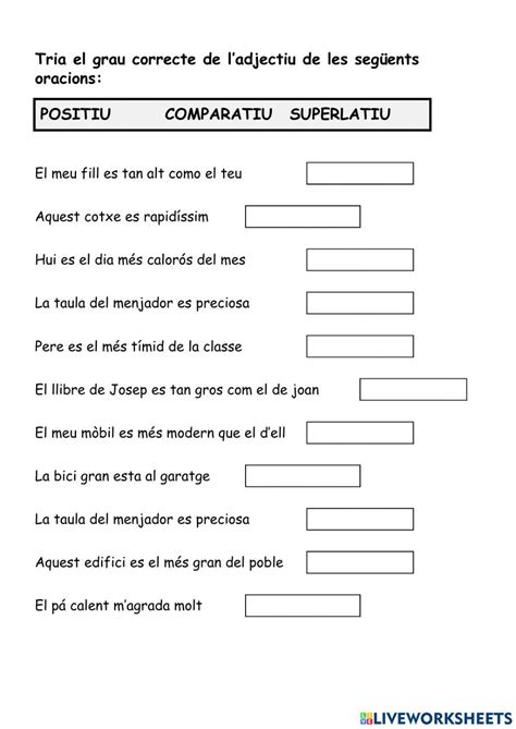 Ejercicio De Identificar Graus Adjetius Ortografia Catalana