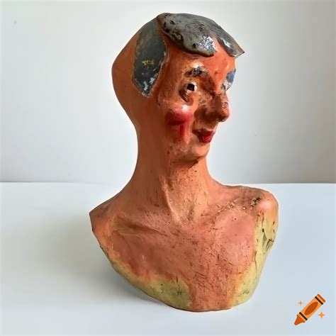 Vintage Papier Mache Bust Of A Male In Pastel Colors On Craiyon