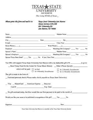 Fillable Online Gato Docs Its Txstate Please Print This Form And Mail