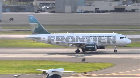 Frontier Airlines Airbus A N Fr Takeoff From Pdx Youtube