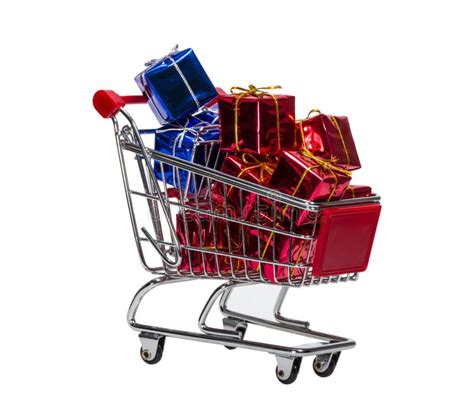 Shopping Cart With T Boxes Stock Image Image Of Cart Christmas