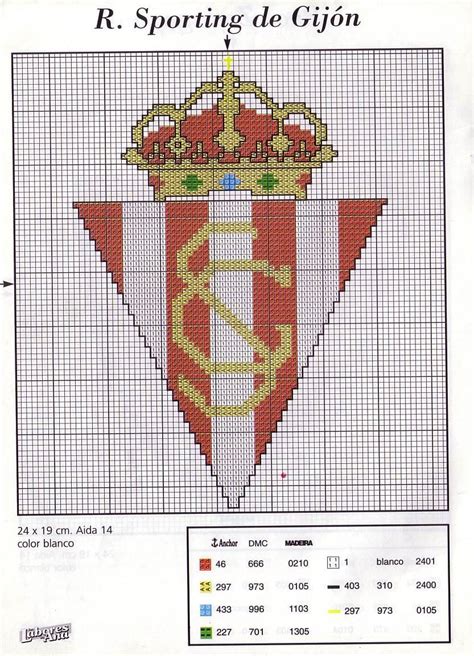 Real Sporting de Gijón Punto de cruz gratis Punto de cruz patrones