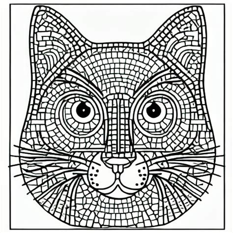 Simple Cat Mosaic Coloring Book Style Creative Fabrica