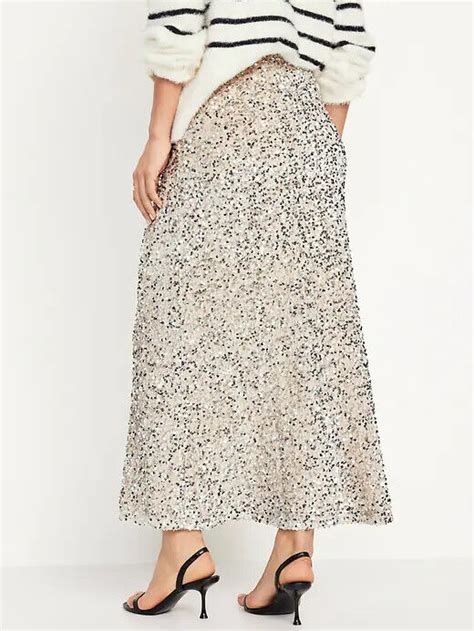 NWT Old Navy Silver Sequin A Line Maxi Skirt EBay