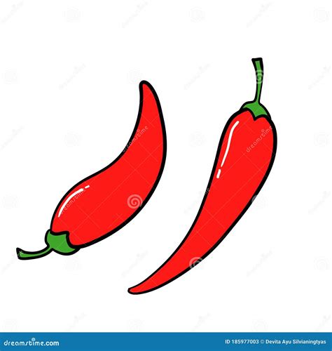 Hand Drawn Chilly Pepper Hot Red Chili Peppers Cartoon Mexican Chilli Or Chillies Illustration