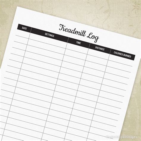 Treadmill Log Printable