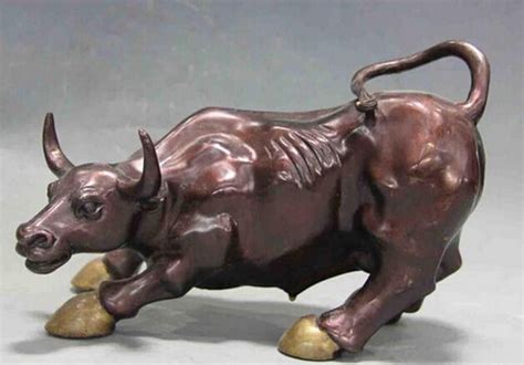 Free Shipping Chinese Folk Red Copper Bronze Feng Shui Lucky Wealth Cow