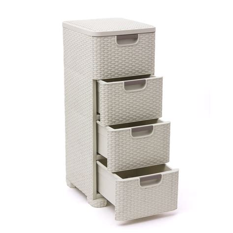 Curver Rattan Style 4 Drawer Tier Tower 4 Drawers 4 Colors Available