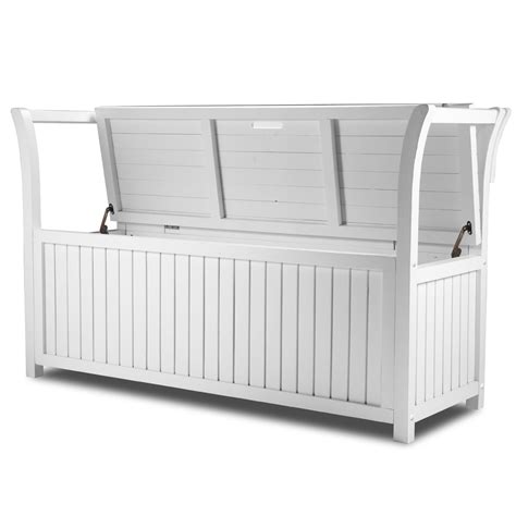 White Wooden Outdoor Garden Storage Bench | Crazy Sales