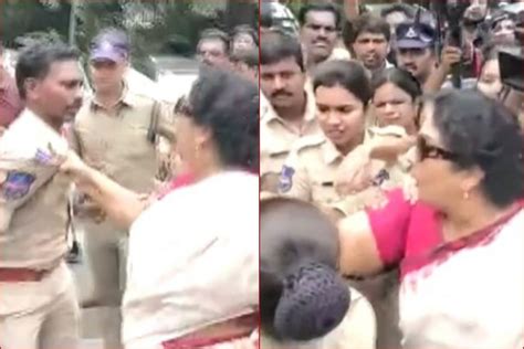 Watch Congress Leader Renuka Chowdhury Holds Cop By His Collar During