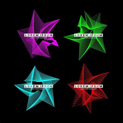 Abstract shape of geometric star outline design elements. Vector ...