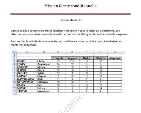 Excel Mise En Forme D Un Tableau