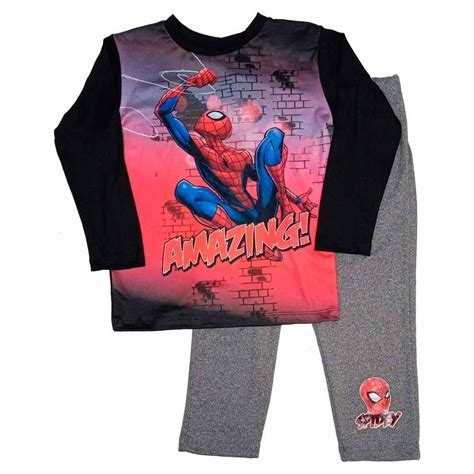 Pijama Spiderman Talla Manga Larga Amazing Spidey Gris Con Negro