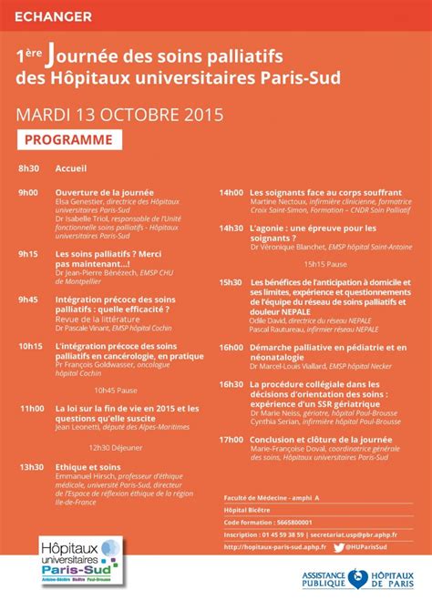 Affiche Soins palliatifs 13 octobre 2015 Hôpitaux universitaires