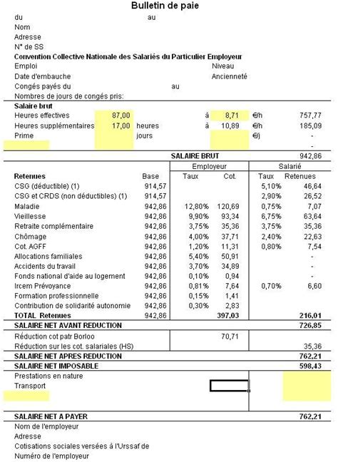 Modèle Fiche De Paie Particulier Employeur 2020