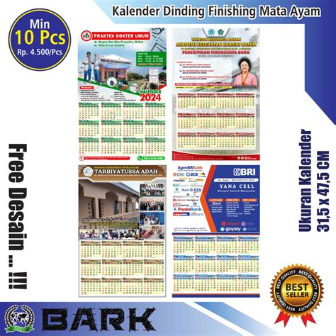 Jual Cetak Kalender Sekolah Kampus Organisasi Pesantren Custom Dinding