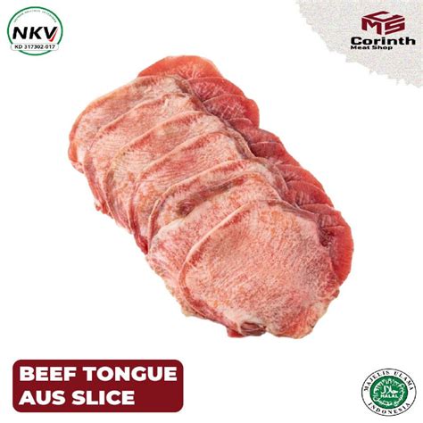 Jual LIDAH SAPI BEEF TONGUE AUS SLICE 250GRAM FROZEN HALAL 100