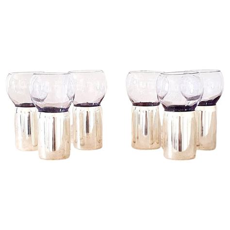 Set Of Six Cambridge Glass Black Nude Stem Cocktail Glasses At Stdibs