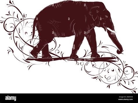 Dibujo De Elefante Decorado Diseño Floral Imagen Vector De Stock Alamy