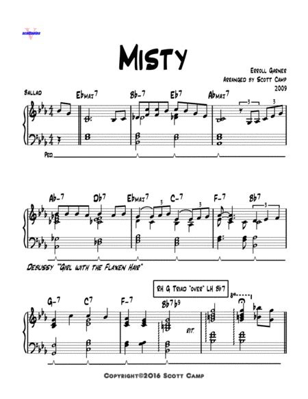 Misty Arr Scott Camp By Johnny Mathis Sheet Music For Piano Solo At