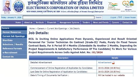 Ecil Recruitment 2024 आज ही करें ईसीआईएल में जूनियर टेक्नीशियन पदों के