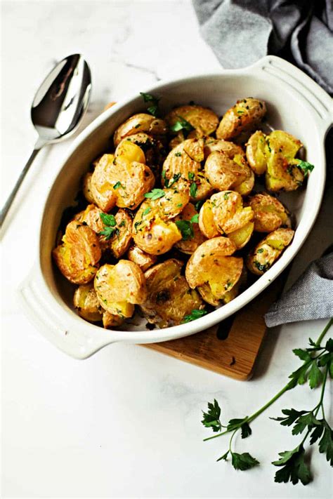 Lemon Garlic Smashed Potatoes Life Love And Good Food