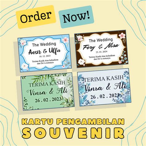 Jual Kartu Pengambilan Souvenir Kartu Ucapan Terima Kasih Kartu