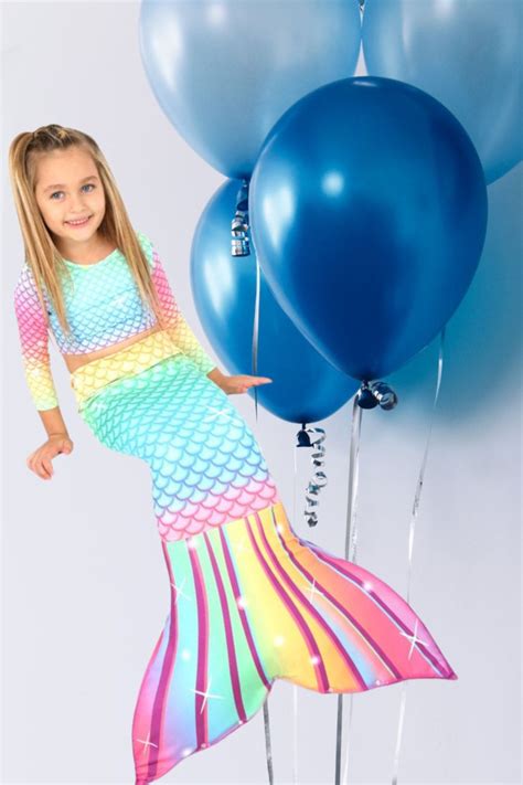 Lolliboomkids Kız Çocuk Deniz Kızı Kostüm Doğum Günü Konseptli Mayo Bikini lü Set Takım Yıldız