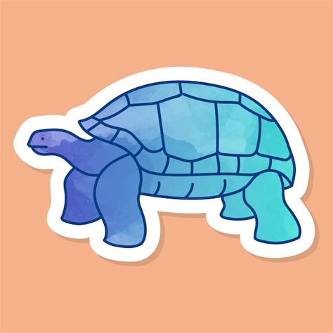 Étiquette de couleur de la tortue géante des Galapagos Vecteur Premium