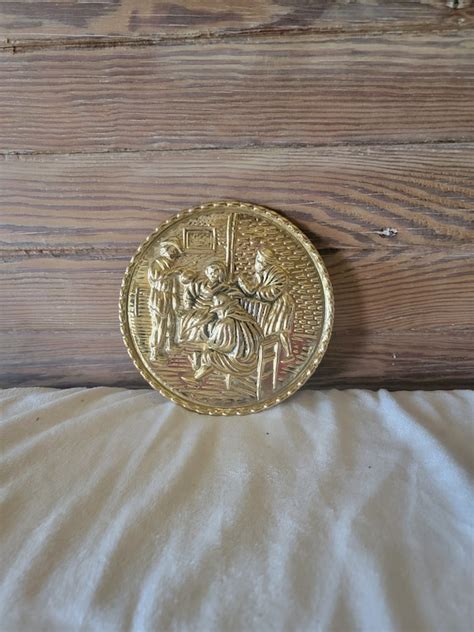 Vintage Decorative Metal Brass Plate Wall Hanging Made In Etsy